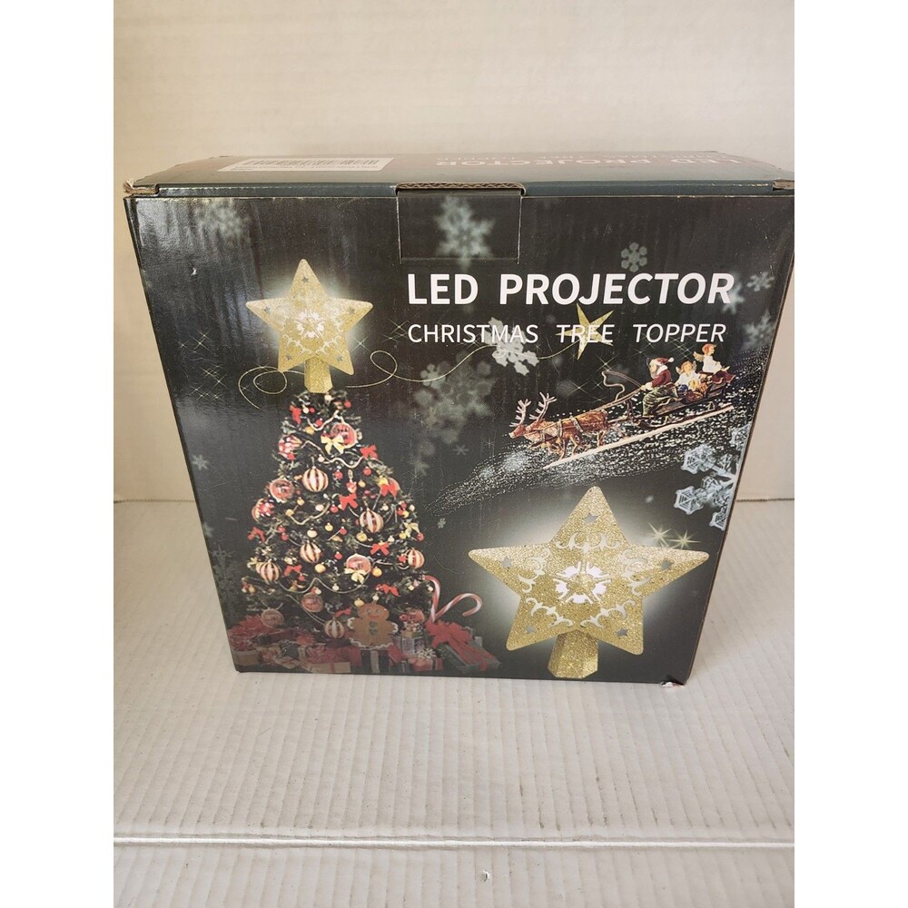 Christmas Tree Topper Lighted with 5 Projected Star Projector LED Rotating Light